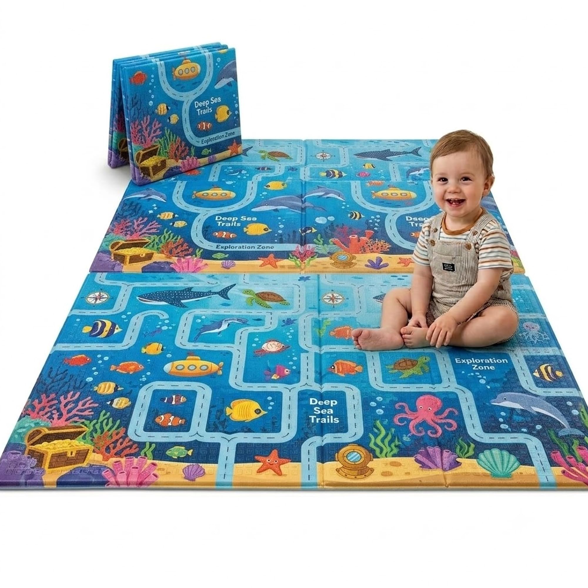 Coku Foldable Baby Play Mat Extra Large, XPE Foam Waterproof Crawling Mat, Reversible Soft Floor Play Mat for Babies, Infants & Toddlers, Non-Toxic Tummy Time Activity Mat (Random Print) | Extra Large Size, Non-Toxic Material, Tummy Time Activity, Babies & Toddlers, Soft Crawling Mat-image-46