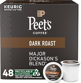Peet's Coffee, Dark Roast K-Cup Pods for Keurig Brewers - Major Dickason's Blend 48 Count (1 Box of 48 K-Cup Pods)