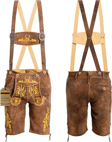 BAVARIA TRACHTEN Lederhosen Men Genuine Leather Oktoberfest Outfit Light &