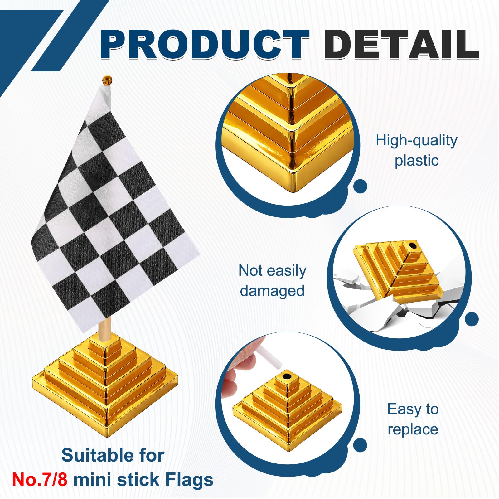 PATIKIL 2.2" x 1.34" Tischfahnenständer 100Stk Kleine Fahnenständer Mini Fahnenhalter Tragbar Vielseitig Für Party Tischdekoration Schreibtisch Festival Feier Quadratisch Gold/Silber