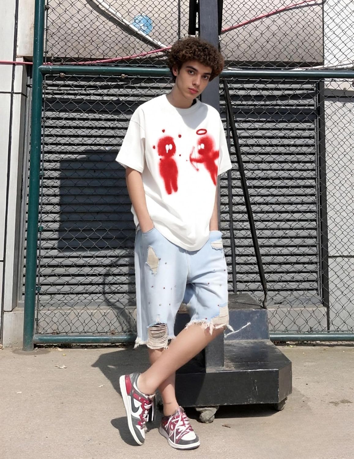 Vamtac Rhinestone Jean Shorts Men Baggy Diamond Denim Short Y2K Hip Hop Bermuda Y2k Hip Hop Casual - Image 3