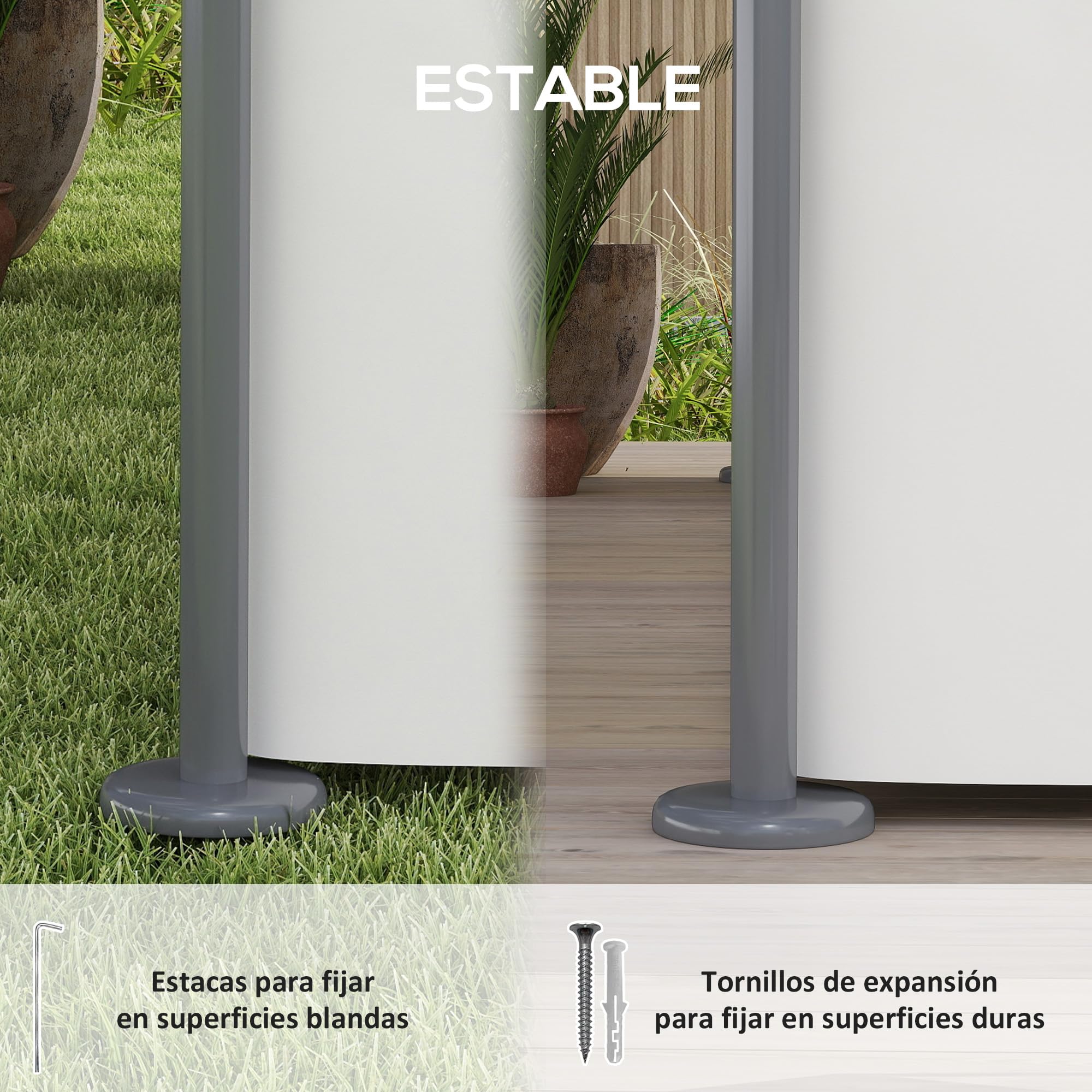 Outsunny Cenador de Jardín 4x3 m, Pabellón de Jardín Gazebo con Doble Techo, 6 Paredes Laterales, Estructura Metálica, Orificios de Drenaje, Carpa para Exterior, Terraza, Patio, Crema