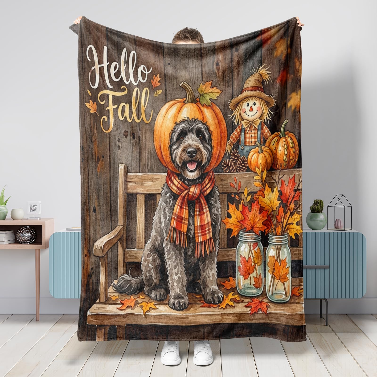 Plaid haut de gamme en flanelle douce motif chien portugais pour lit