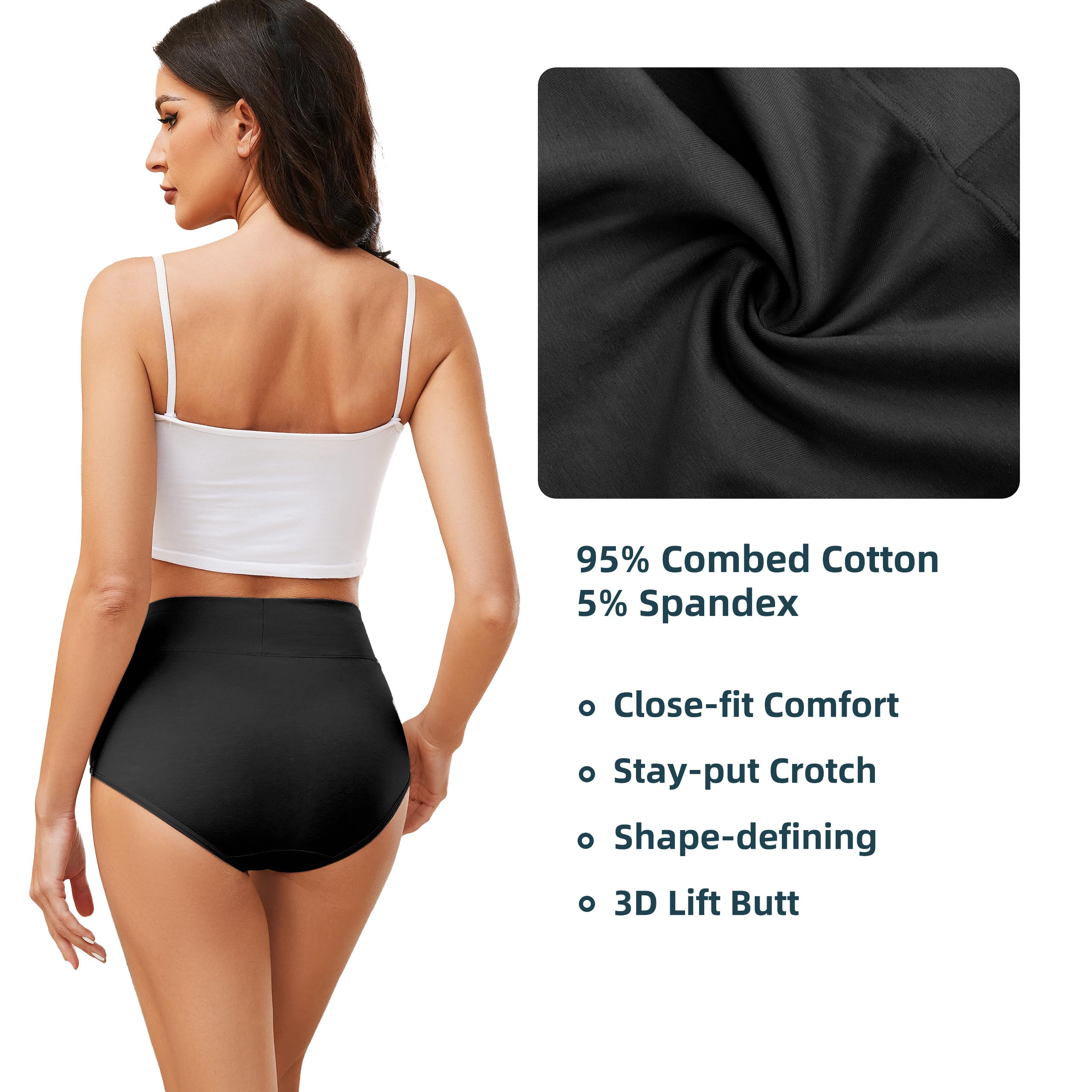 VOENXE Slip Donna Cotone Vita Alta,Mutande Culotte Comode Elastiche,Intimo Mutandine Post Parto,Donna Mutanda Controllo della Pancia,Traspirante Biancheria Women Underwear Pantaloncini,Pacco da 4