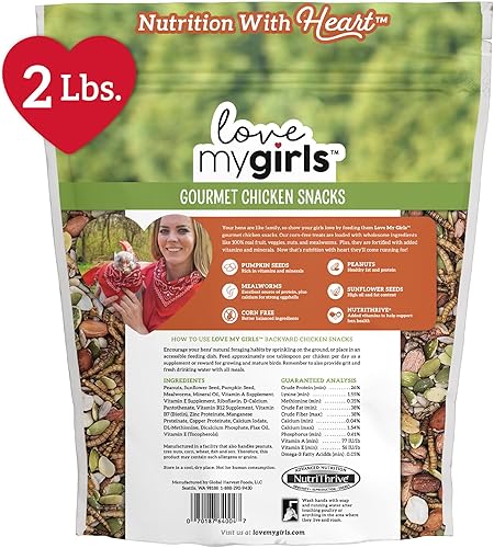 Love My Girls: Chicken Snacks - Pumpkin & Worms - 2lb Bag - Global Harvest, Gourmet Multi-Grain Treats, Corn-Free, Nutritious & Protein Rich Mealworms(Pumpkin & Worms,1 pack)
