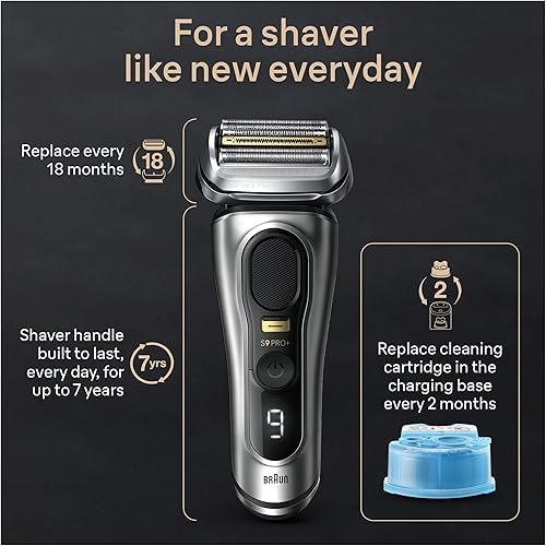 Miniatura 7 de Braun Maquinilla de afeitar eléctrica Series 9 PRO+ para hombres, 5 elementos de afeitado Pro y cabezal ProComfort para preparación de afeitado