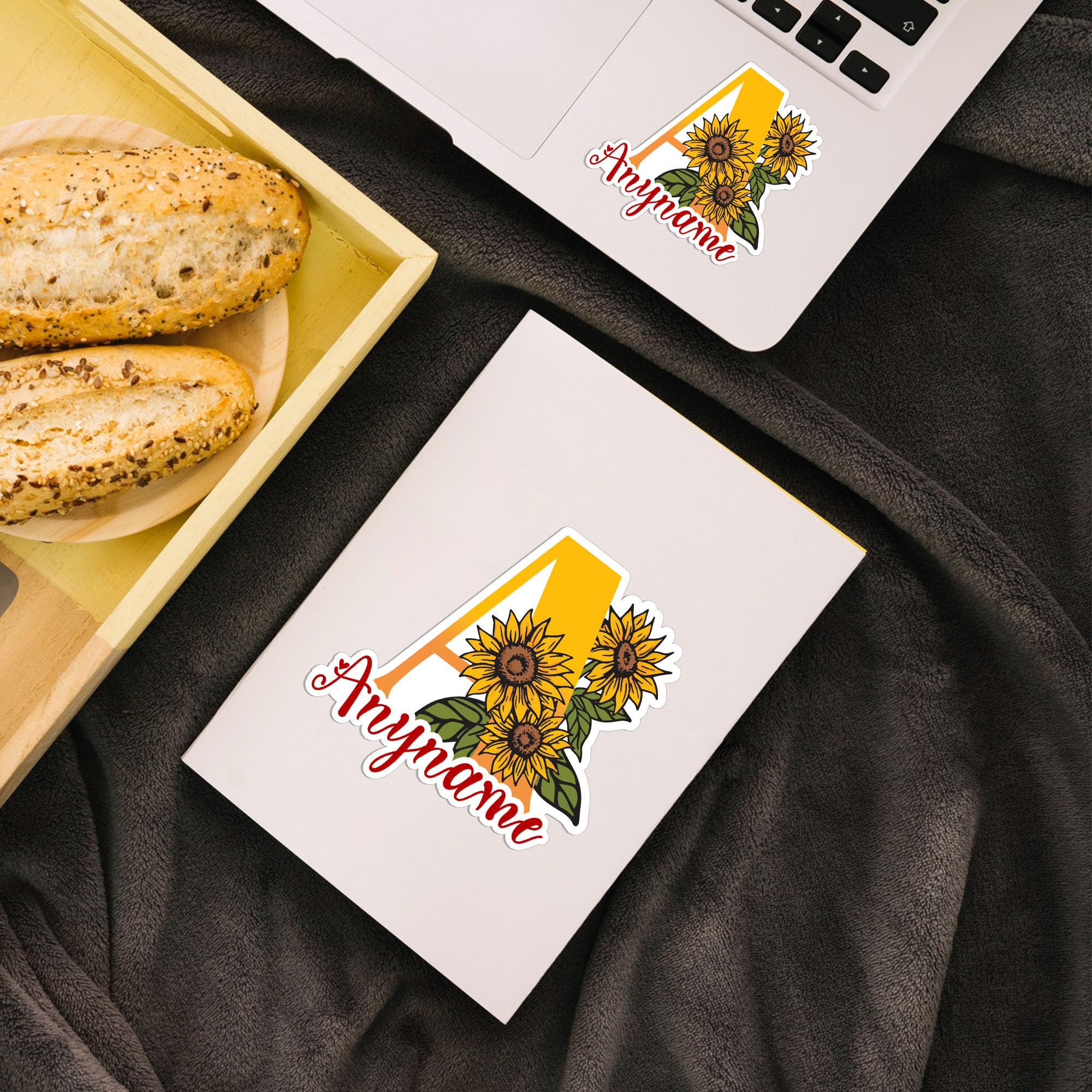 Custom Name Sunflower Decal - Personalized Wall Decals For Rooms, Water Bottles & More