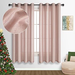 Rose Gold Curtains for Girls Bedroom Decor 63 Inch Length 2 Panels Gromm...