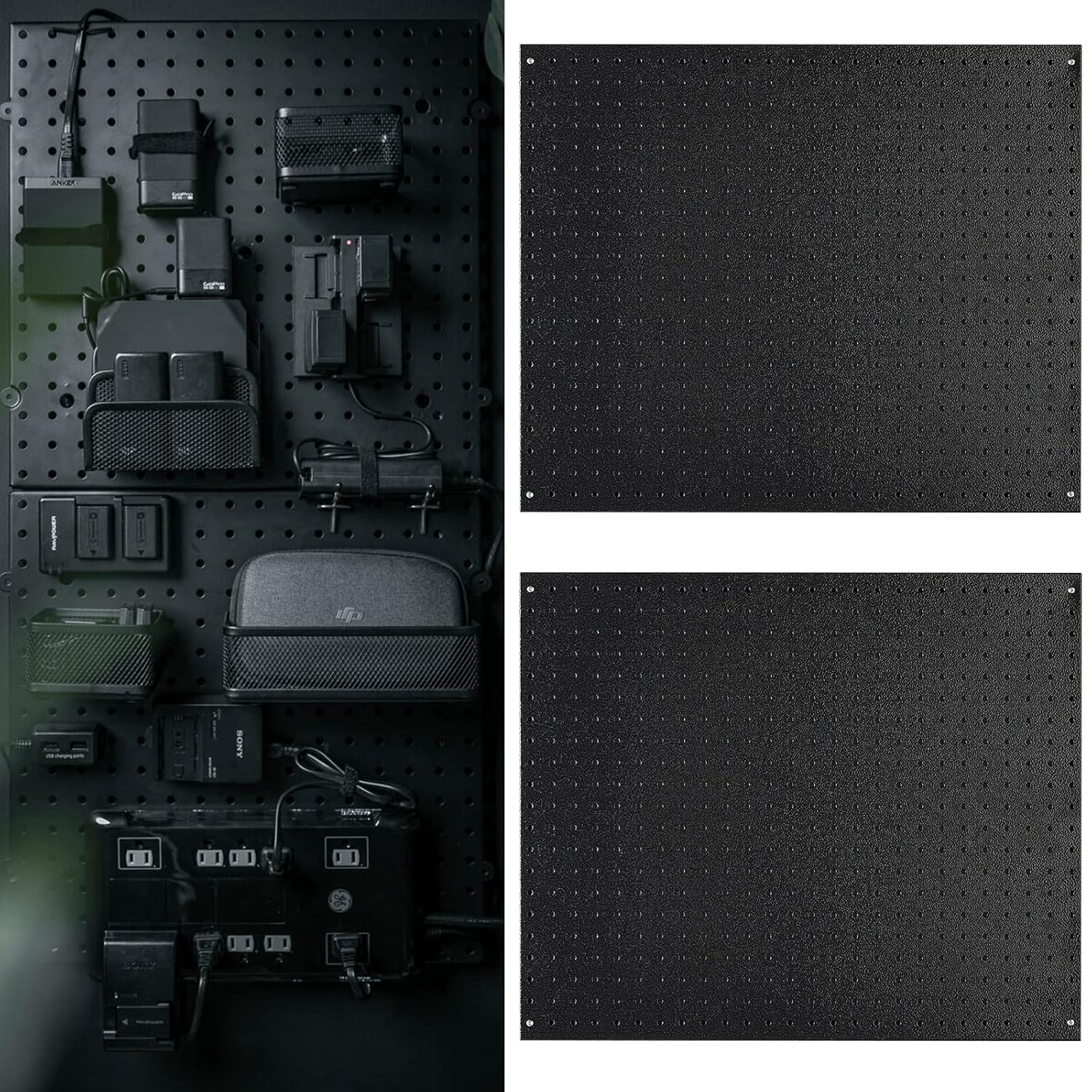 2 Pcs Black Metal Pegboard, Pegboard Accessories for Office Supplies