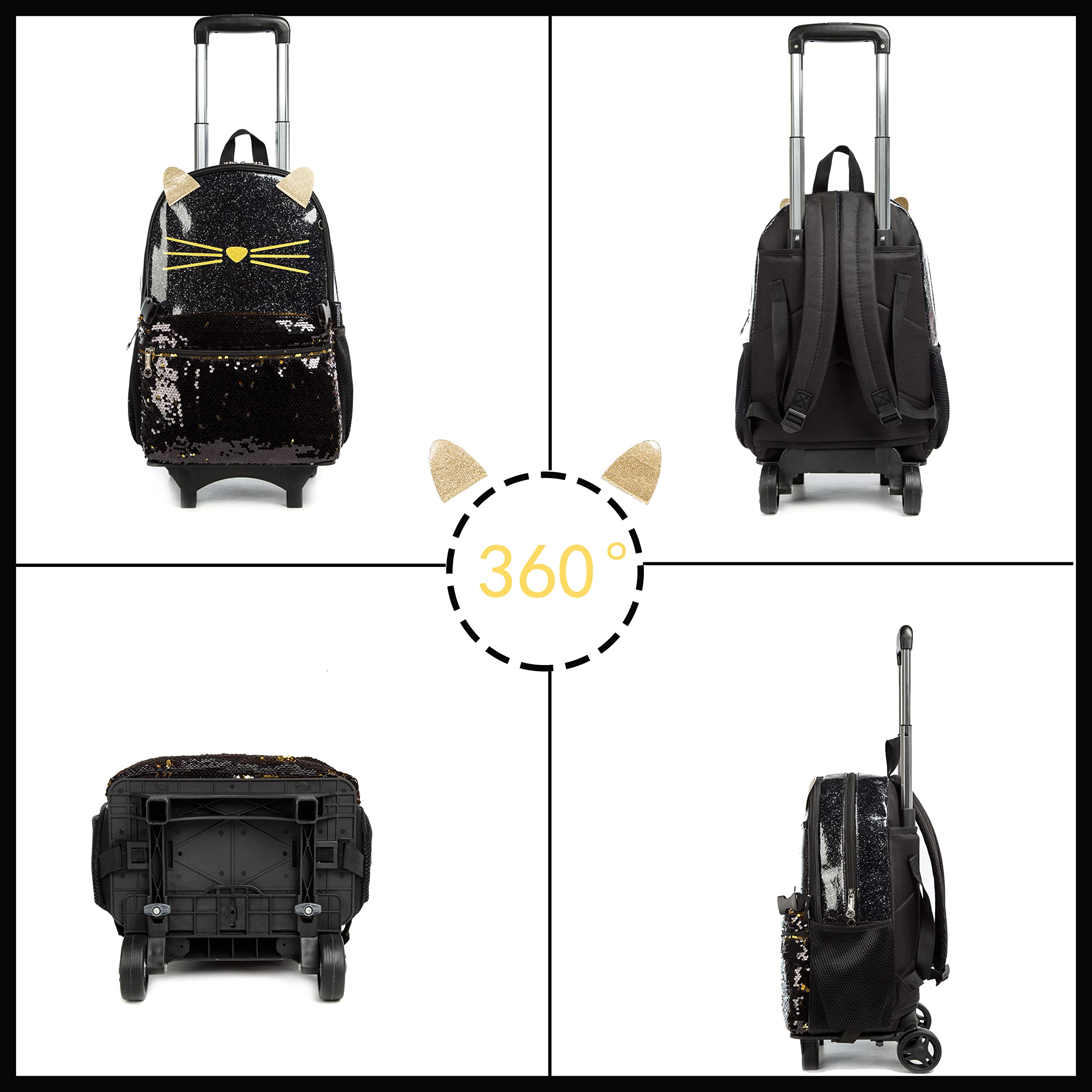 ZBAOGTW Rolling Backpack For Kids With Lunch Bag & Pencil Case - Lightweight Wheeled School Bag For Girls - View #14