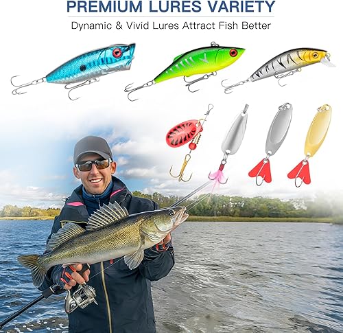 Miniatura 3 de Fishing Lures, Tackle Box with Tackle Included, Crankbaits, Spoon, Hooks, Weights & Other Accessories, Fishing Bait Lure Gear Kit Gifts for Men Bass