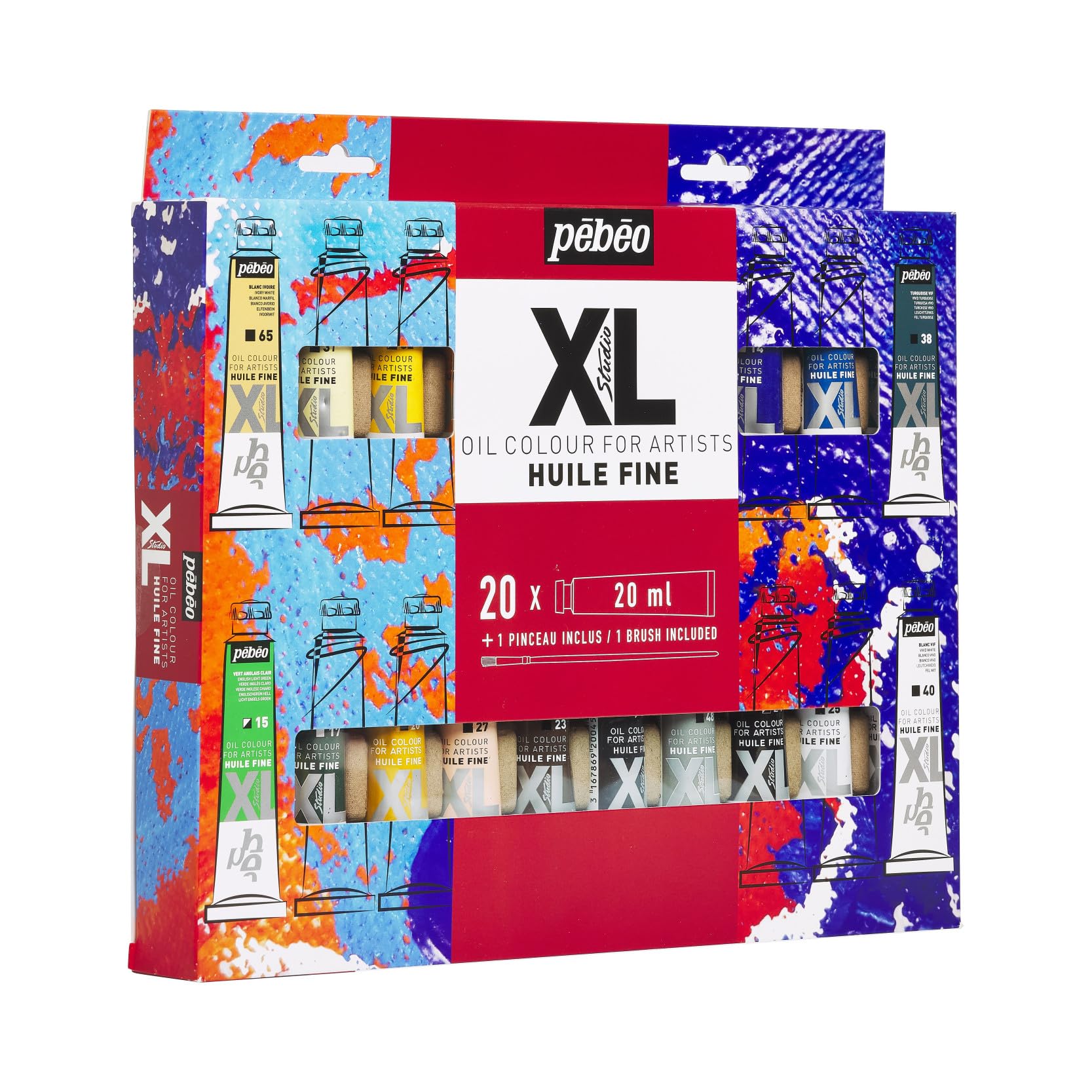 PEBEO Pébéo Fine XL zestaw farb olejnych, kolory uzupełniające, 20 x 20 ml + pędzel