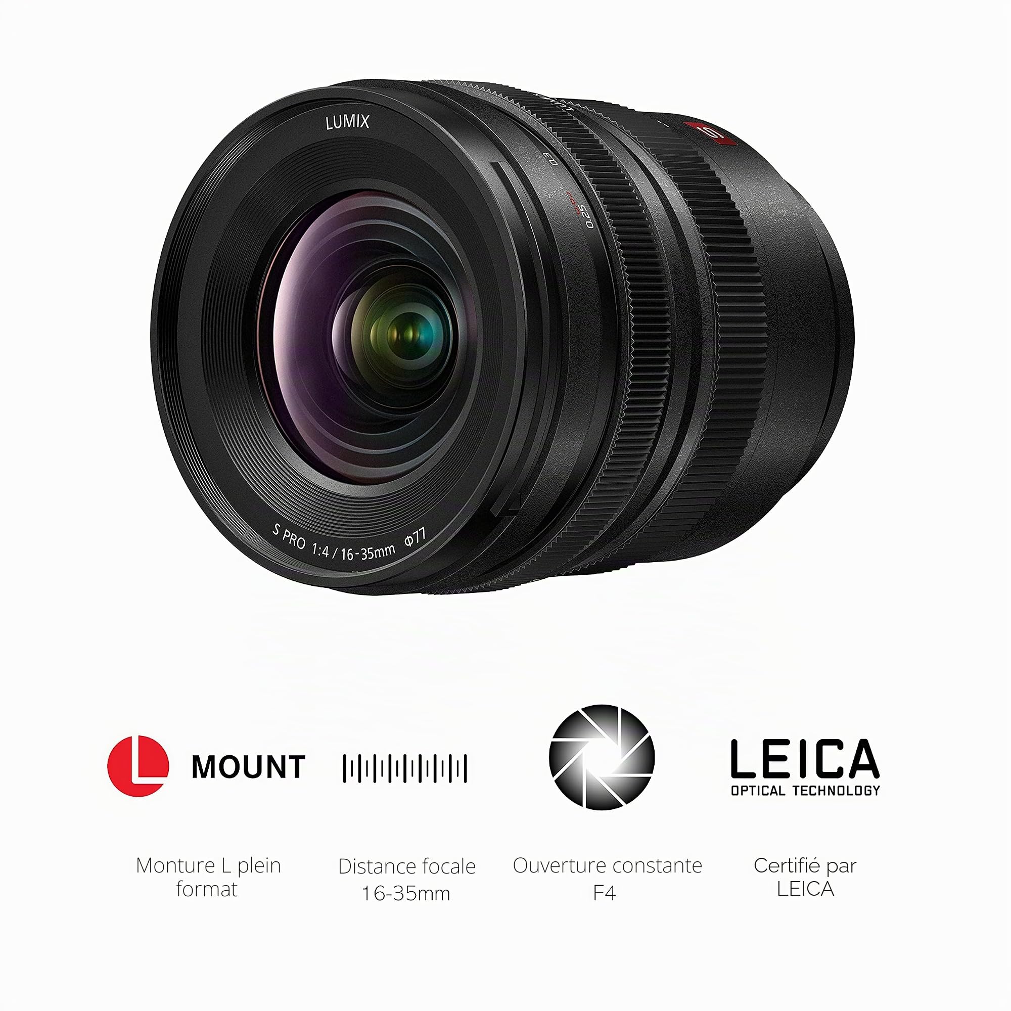 Panasonic Lumix S Pro 16-35mm F4.0 | Objectif Grand Angle Plein Format S-R1635E (Ultra Grand Angle 16mm, Bague de débrayage Clutch, Tropicalisé, Compact et léger) Noir – Compatible Monture L