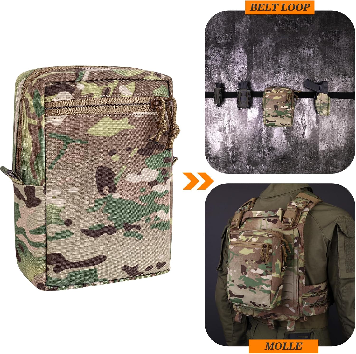 Tactical Gp Pouch, Molle General Purpose Expanded Storage Tall Bags Large Utility Nylon Bag for Duty Belt and Vest - Image 5