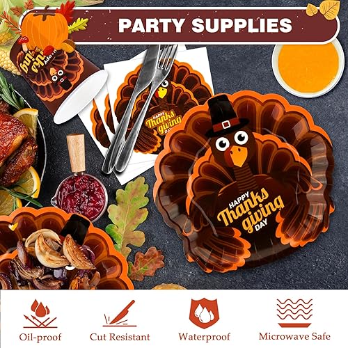 Miniatura 7 de 200 platos y servilletas de Acción de Gracias, vasos desechables de otoño, vajilla de postre de papel para fiesta de Acción de Gracias, suministros