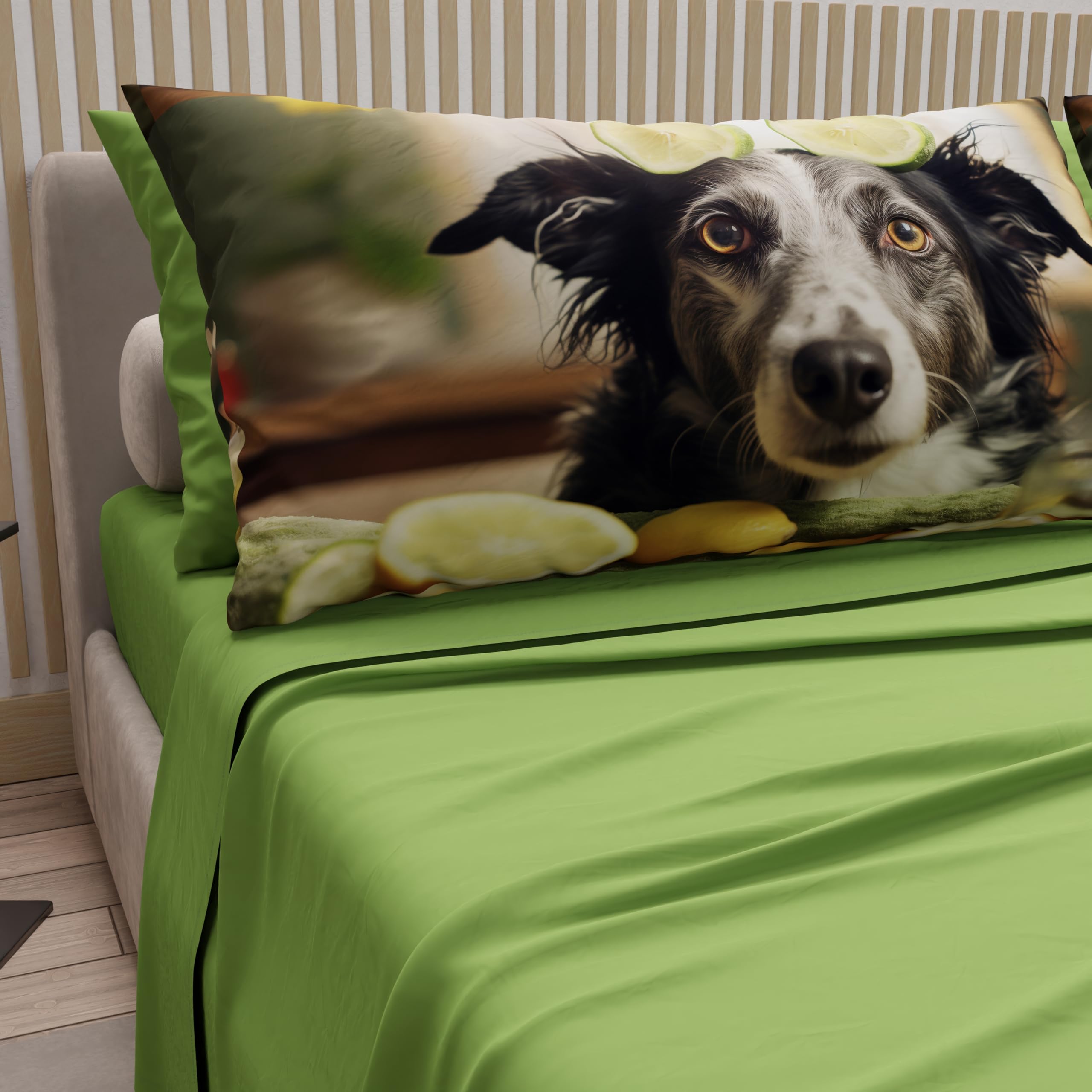 PETTI Artigiani Italiani, Animal Bed Linen with Dogs in Cotton with Pillowcases in Digital Print, Double Bedsheets