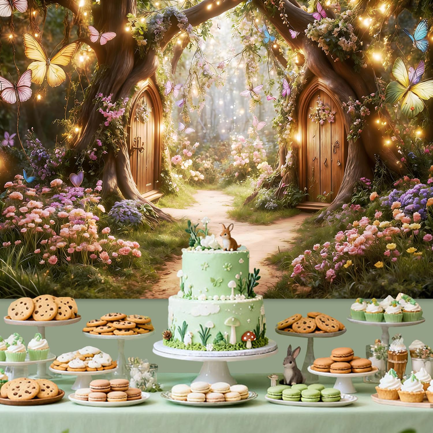 3.6x3m Sfondo Foresta incantata Magico Giardino delle meraviglie Floreale Farfalla Fotografia Sfondo Principessa Ragazze Festa di compleanno Baby Shower Decorazioni Banner Photo Booth Props