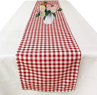 Sponsored Ad - Joysail Red and White Gingham Table Runner 72 Inch - Cotton Checkered Plaid Table Runner for Home Kitchen D...