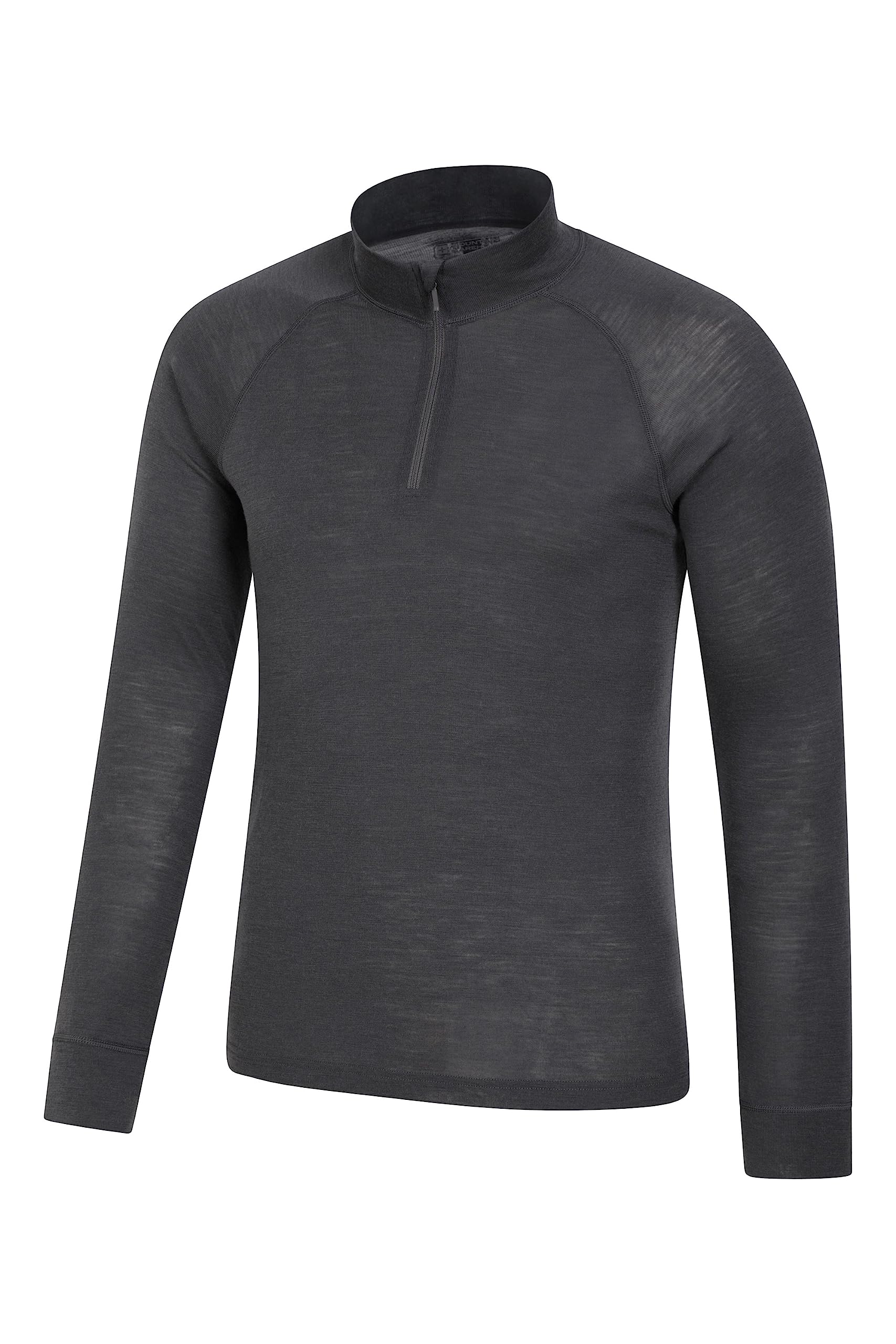 Mountain Warehouse Merino Mens Long Sleeved Thermal Baselayer Top - Lightweight, Breathable & Quick Wicking Jumper with Half Zip - for Walking & Hiking