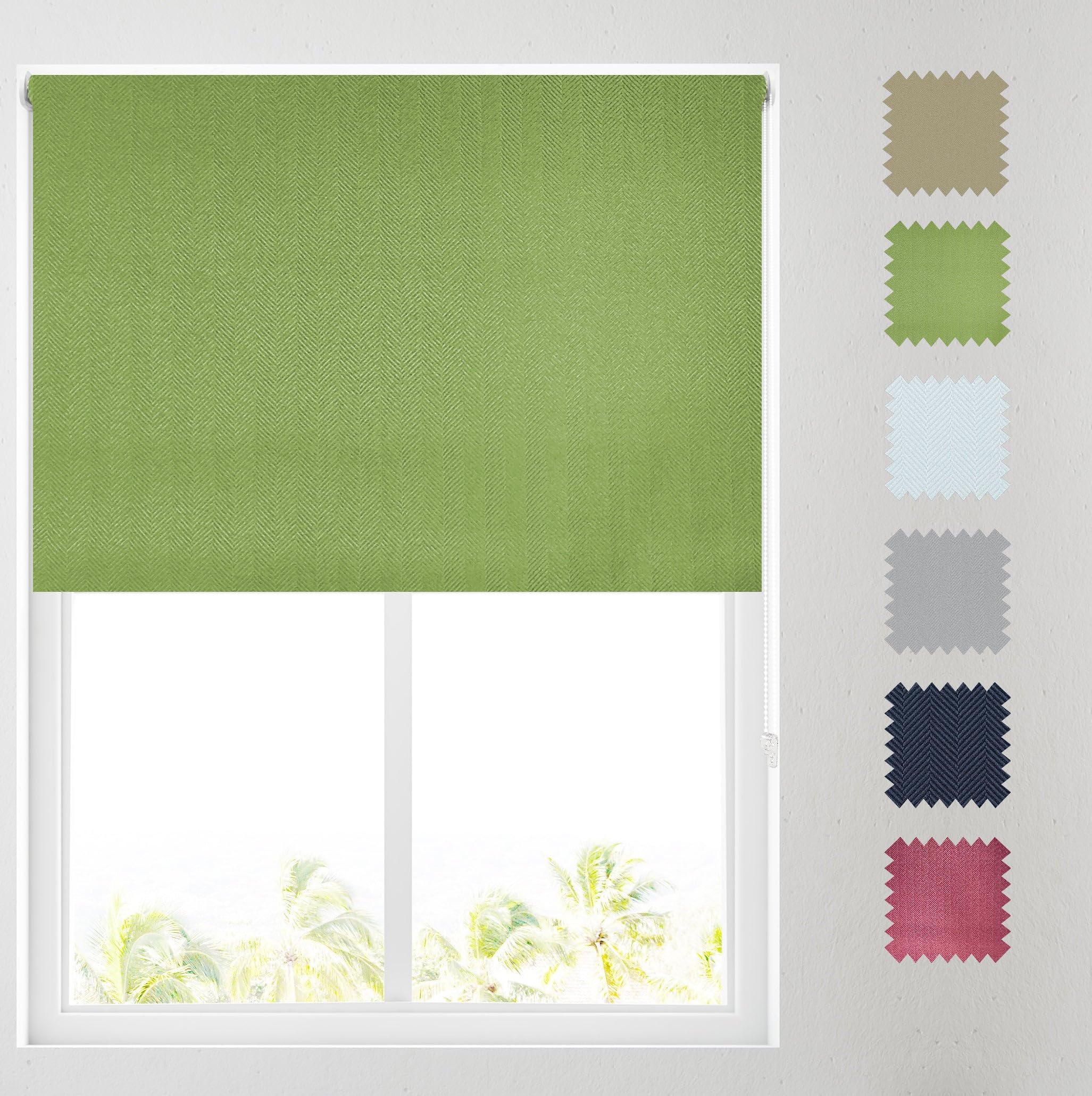 Barnes Blinds - Madison Thermal Roller Blinds for Windows, Custom Cut to Size - Durable Fittings Easy Fit - Roller Blind (Lime 153cm)