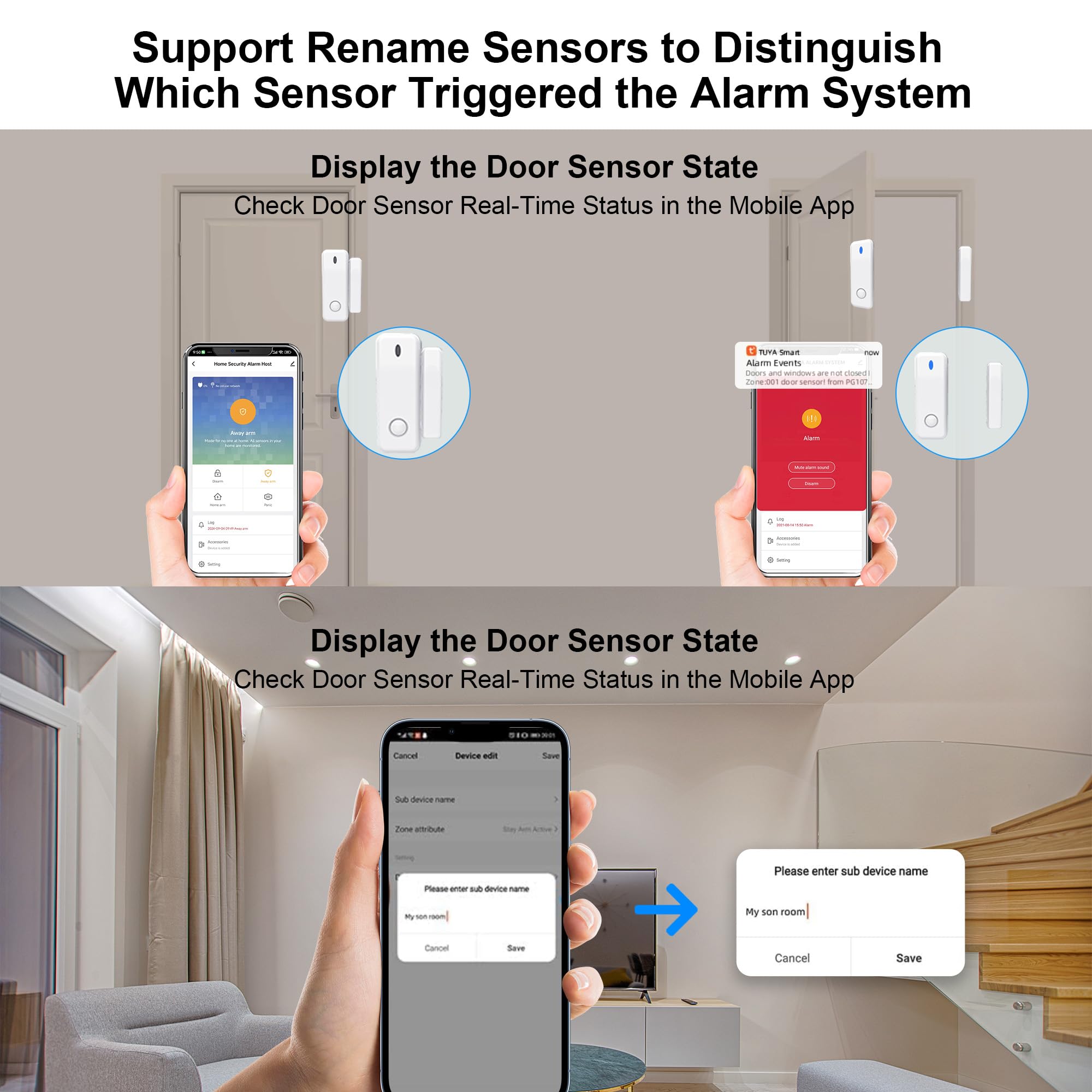 Alarma doméstica inalámbrica WiFi/2G con cámara de vigilancia WiFi Interior 1080P, Sistema de Alarma doméstica con Alerta por aplicación, Compatible con Alexa y Google