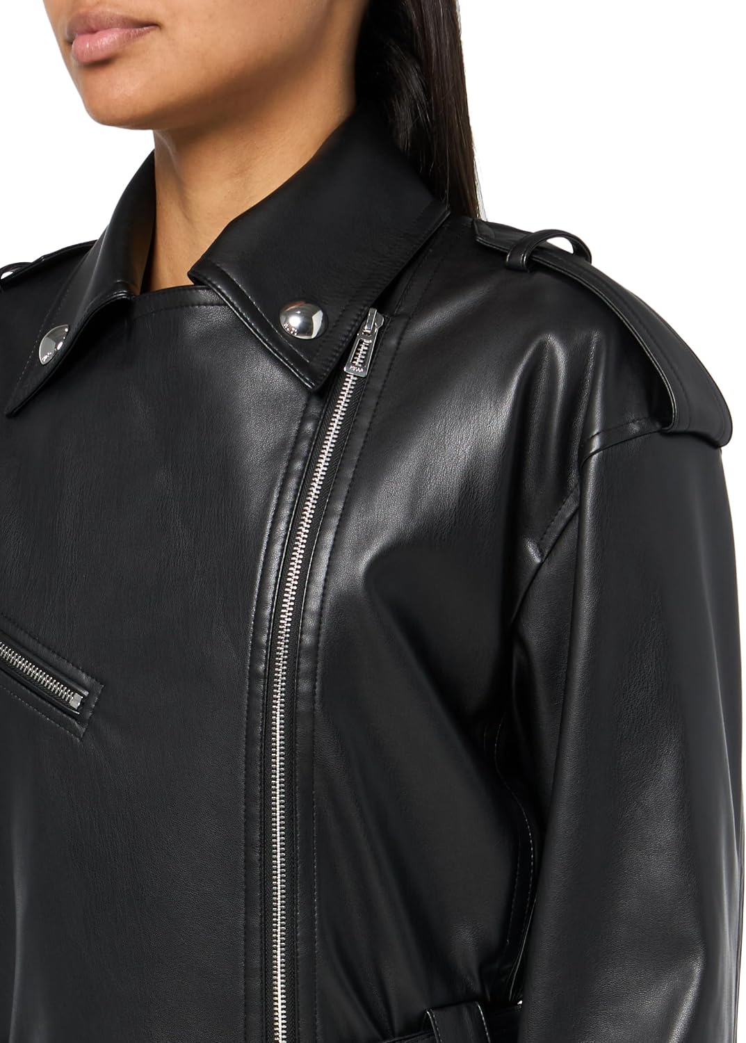 HUGO Women's Aridera Leather Biker Jacket