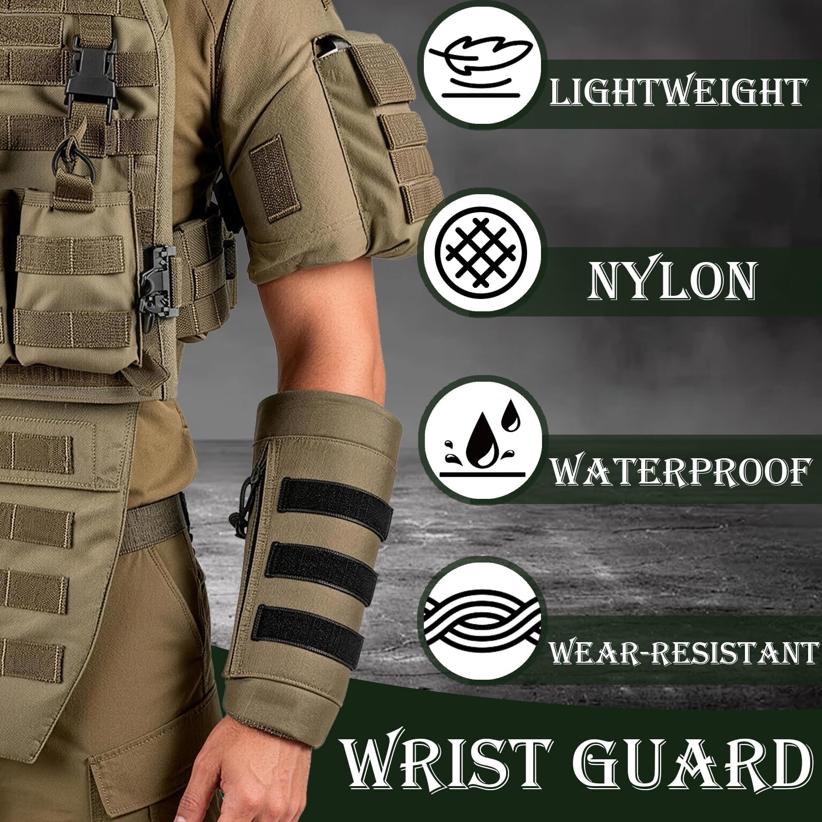 Protection de Bras pour Sports de Plein Air, Protège-Avant-Bras Type Molle, Protège-Poignet Tactique Molle Générique pour Airsoft et Paintball, Protections Extérieures pour Les Bras.