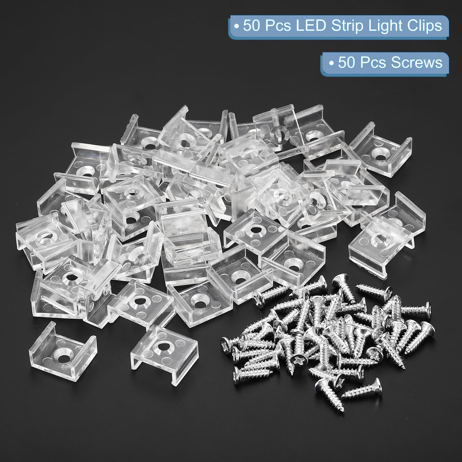TOP-VIGOR 100Pcs LED Strip Light Clips, Waterproof Mounting Bracket Fixing Clips Plastic Clamp Holders with Screws - Image 3