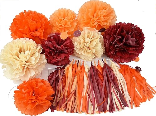 Miniatura 4 de Fall Party Decorations Maroon OrangeThanksgving Party Decorations Fall Birthday Decorations Women Fall Bridal Shower Decorations Burgundy OrangeFall
