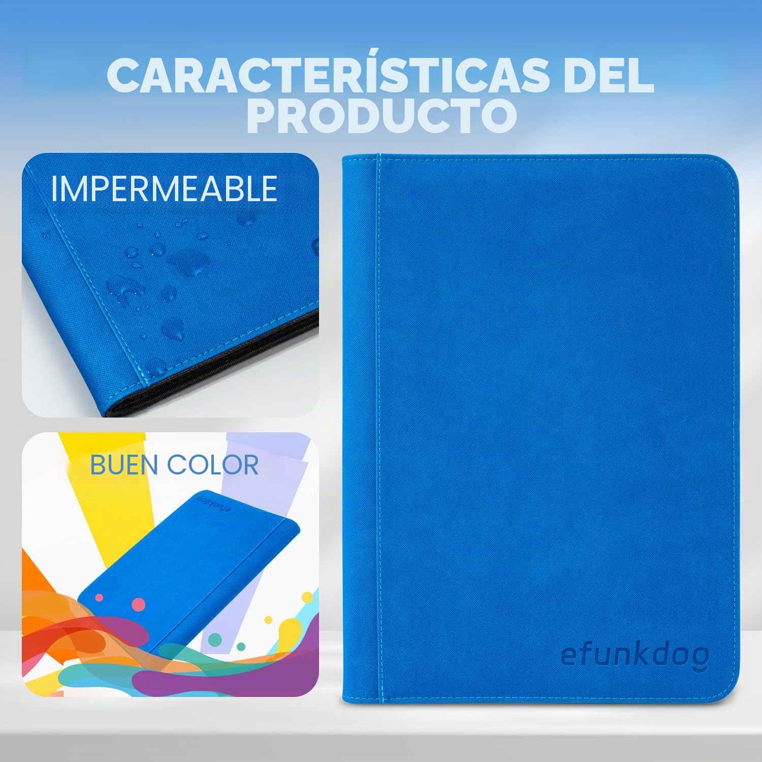 album cartas, Álbumes para cartas coleccionables Cubierta de PU con cremallera, 360 Tarjetas, 20 Páginas, Carpeta de cartas para TCG (Azul)
