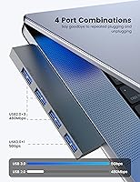 Vista 4 de Concentrador USB (1 derecho y 1 izquierdo), concentrador USB Fidioto de 4 puertos (1 puerto 3.0, 3 puertos 2.0) divisor USB expansor USB