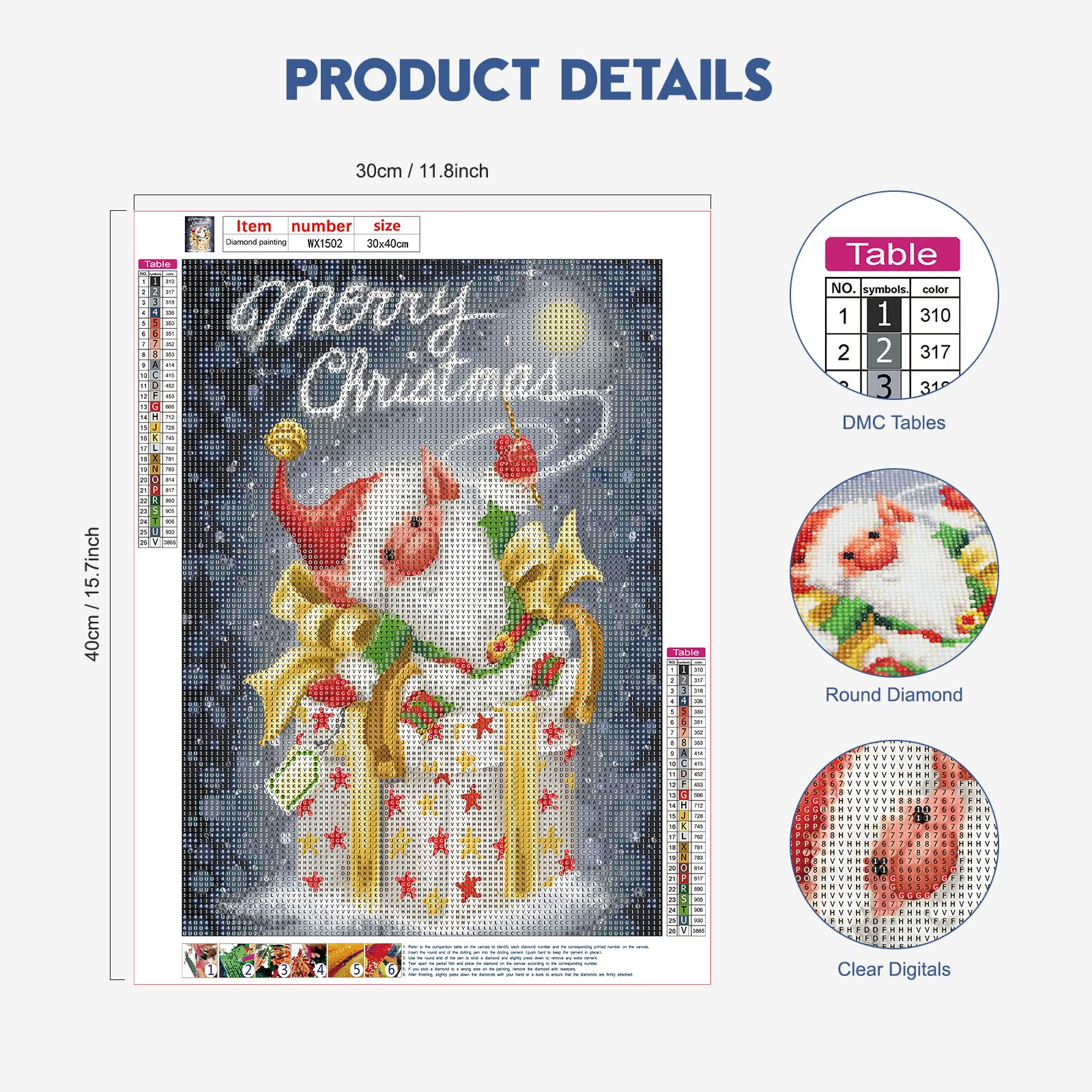 Weihnachts Diamant Painting Set - 4 Gnome Bilder 30x40cm 5D Full Drill