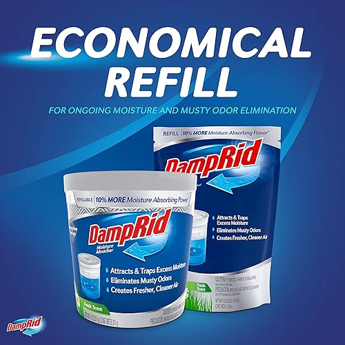 Miniatura 2 de DampRid Bolsa de recambio, paquete de 4  Absorbentes de humedad de aroma fresco para habitaciones con exceso de humedad, de larga duración, elimina