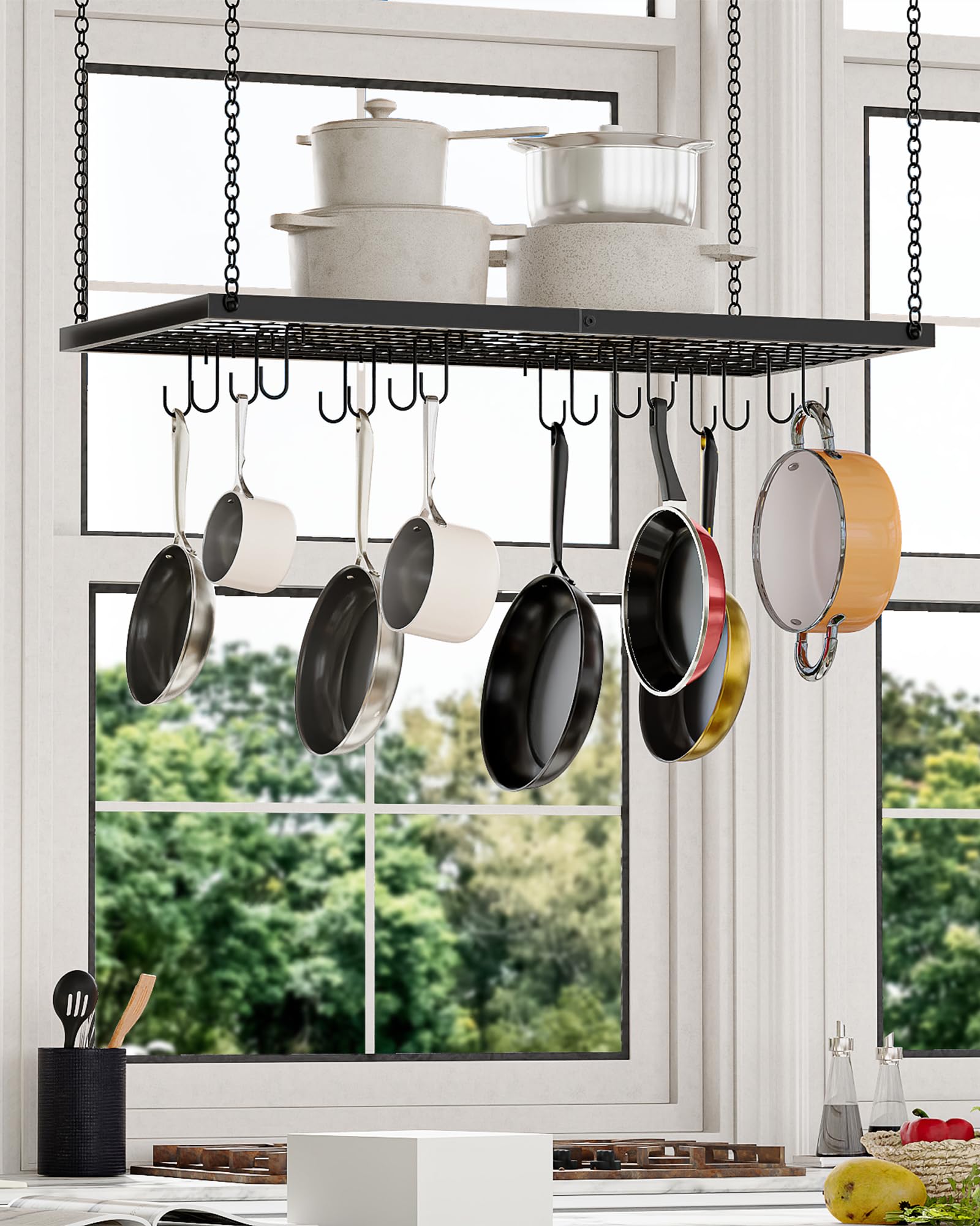 Snapklik.com : CHOEZON Hanging Pot Rack, Ceiling Mounted Pot Hanger For