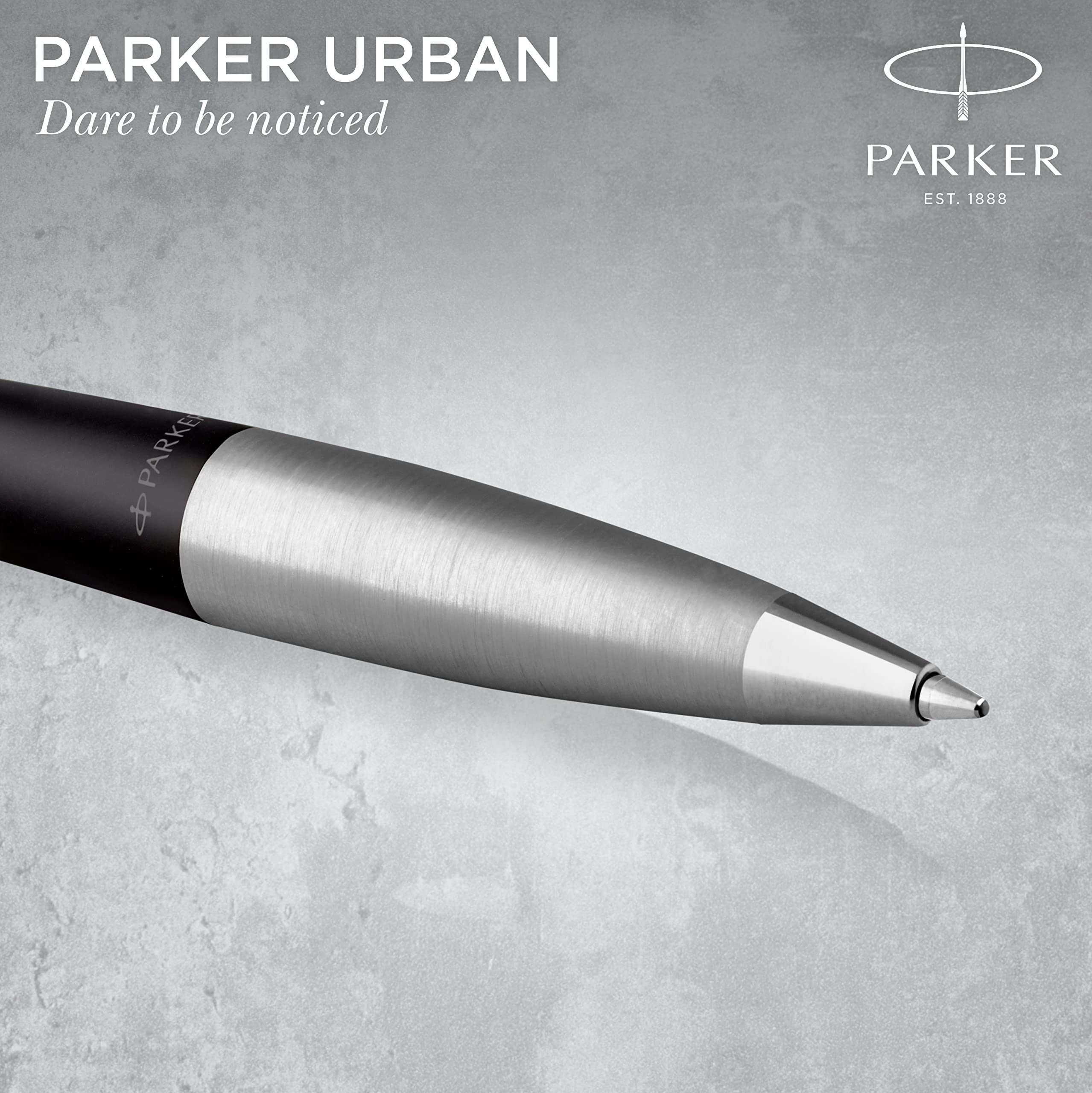 Parker Urban Premium Twist - Bolígrafo de tinta negra con acabado cromado y tinta negra, en caja de regalo