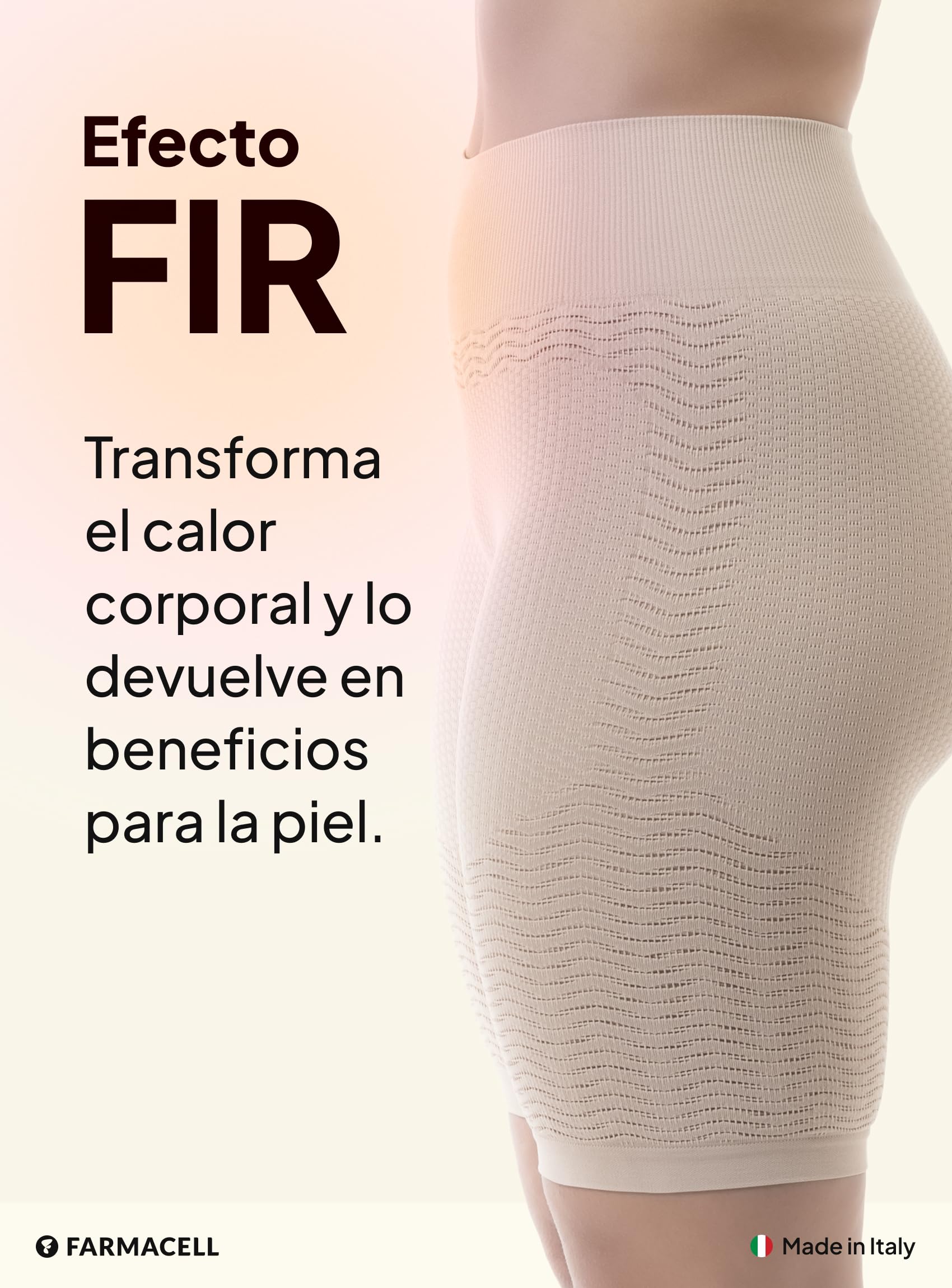 Farmacell Faja Pantalón Mujer Anticelulitis Masaje y Efecto FIR, Made in Italy, 1103