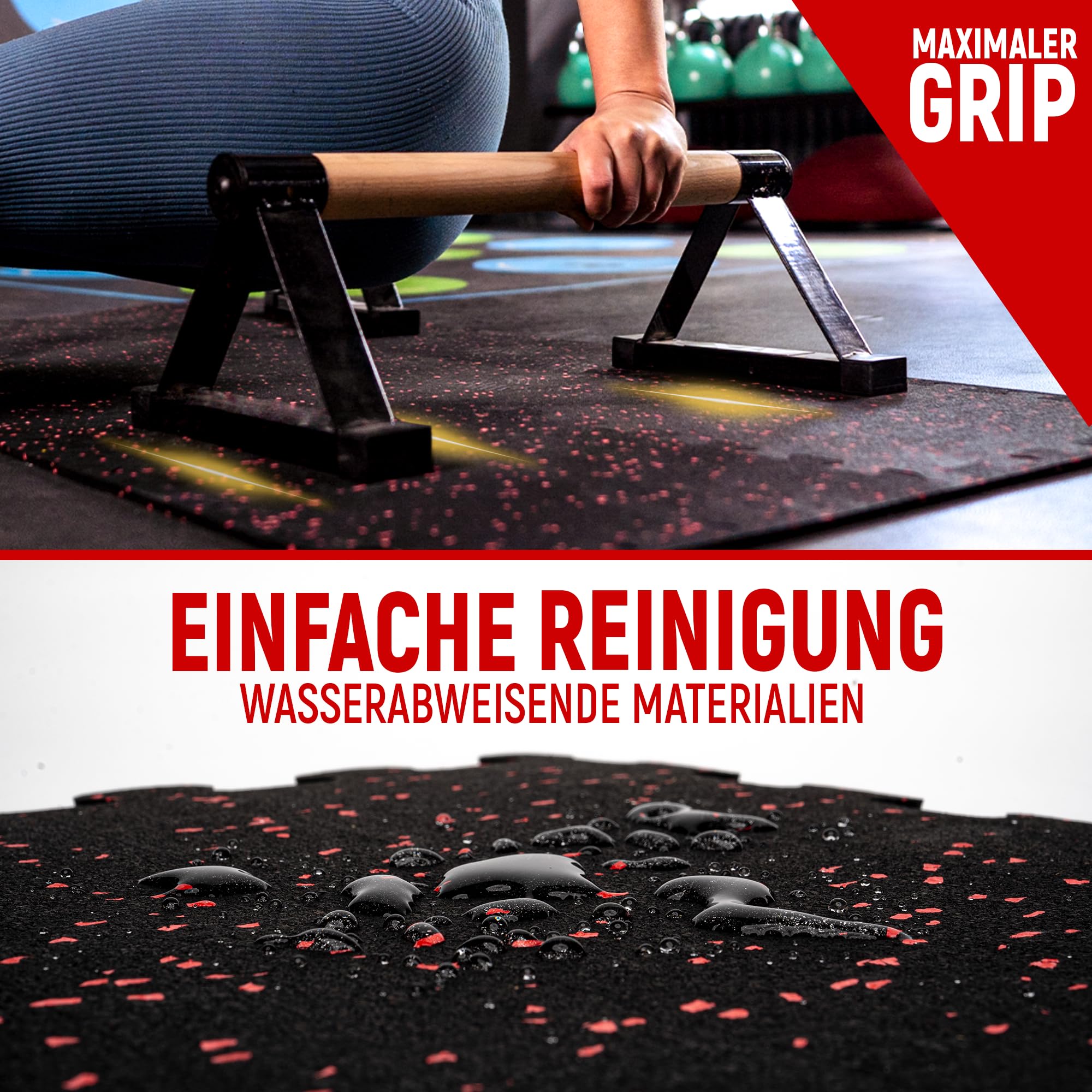 NEOLYMP Bodenschutzmatte Fitness aus Kautschuk – Puzzlematte für Home Gym, Fitnessgeräte & Sport – rutschfeste Gymnastik- & Sportmatte - 8 Stück
