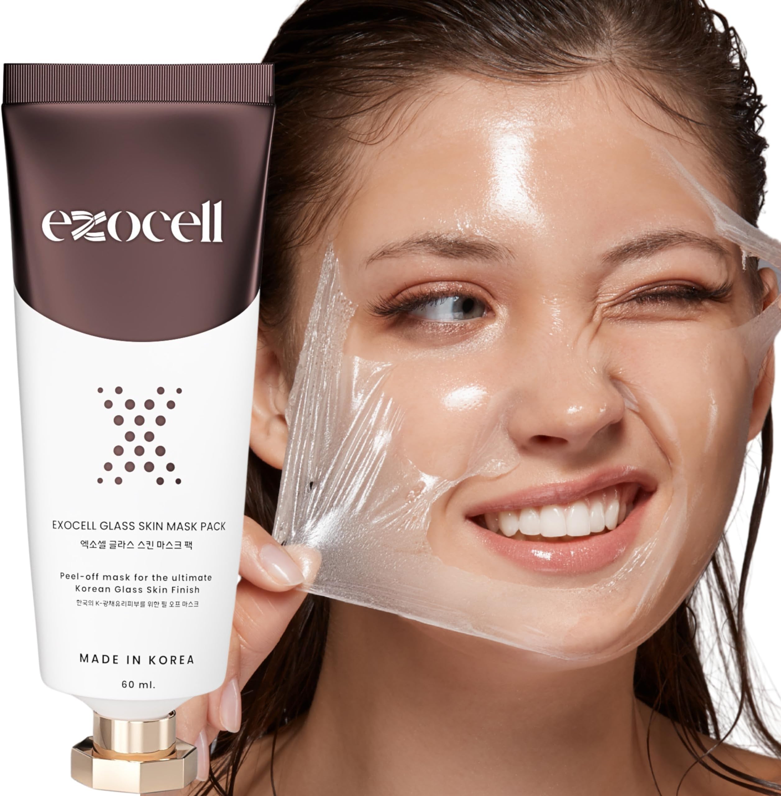 EXOCELL Glass Skin Mask Pack, Korean Peel-Off Mask for Ultimate Glossy Skin Finish, 60 ml