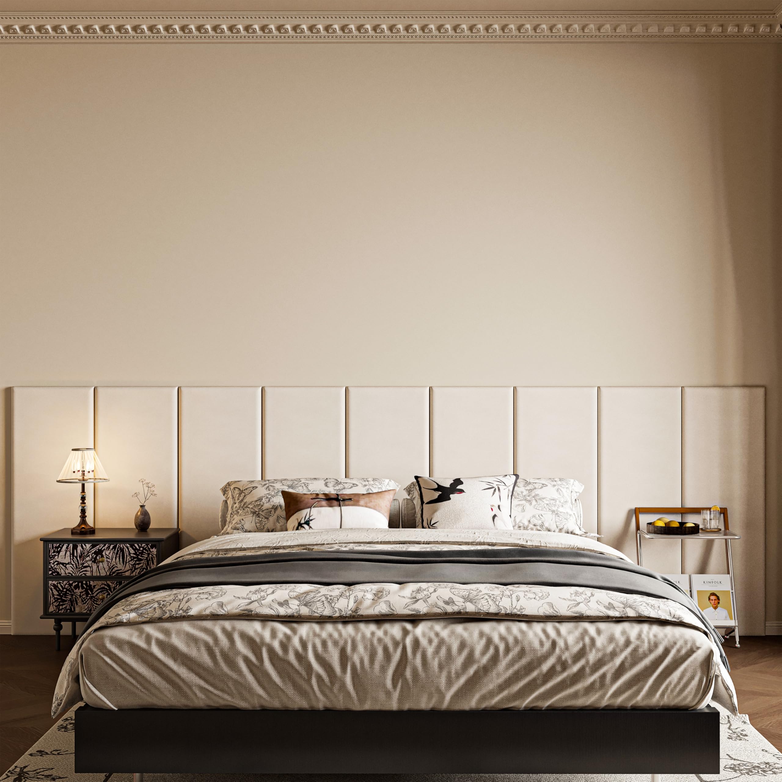 Paneles de Pared Tapizados Autoadhesivos – 9 Pieza, Panel Acolchado de Piel Sintética, Impermeable y Aislante Acústico, 90×30×3CM – Ideal para Dormitorio, Sala de Estar y Oficina