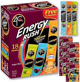 4C Energy Rush Stix | Single Serve Water Flavoring Packets | Sugar Free, with Taurine | On the Go Bundle (Variety Pack - 6pk)