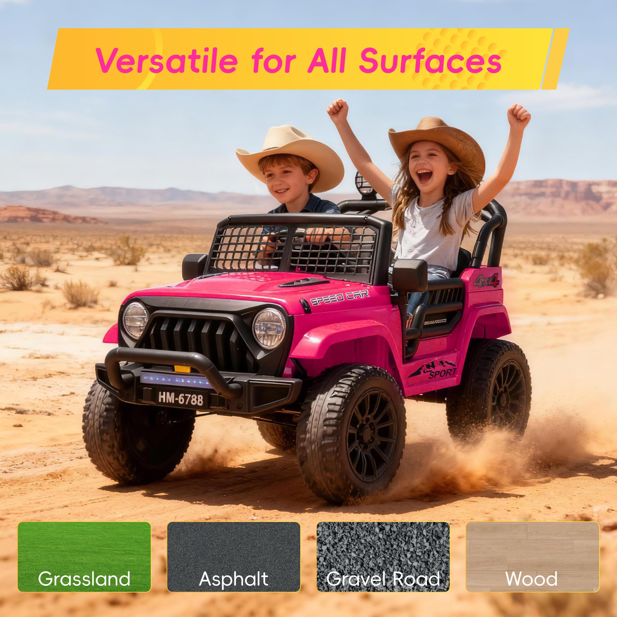 24V Ride On Car, Electric Car for Kids, Ride on Toys, Kids Cars with 3 Speeds Adjustable, Bluetooth, Parent Remote Control, Spring Suspension, AUX Port-Pink