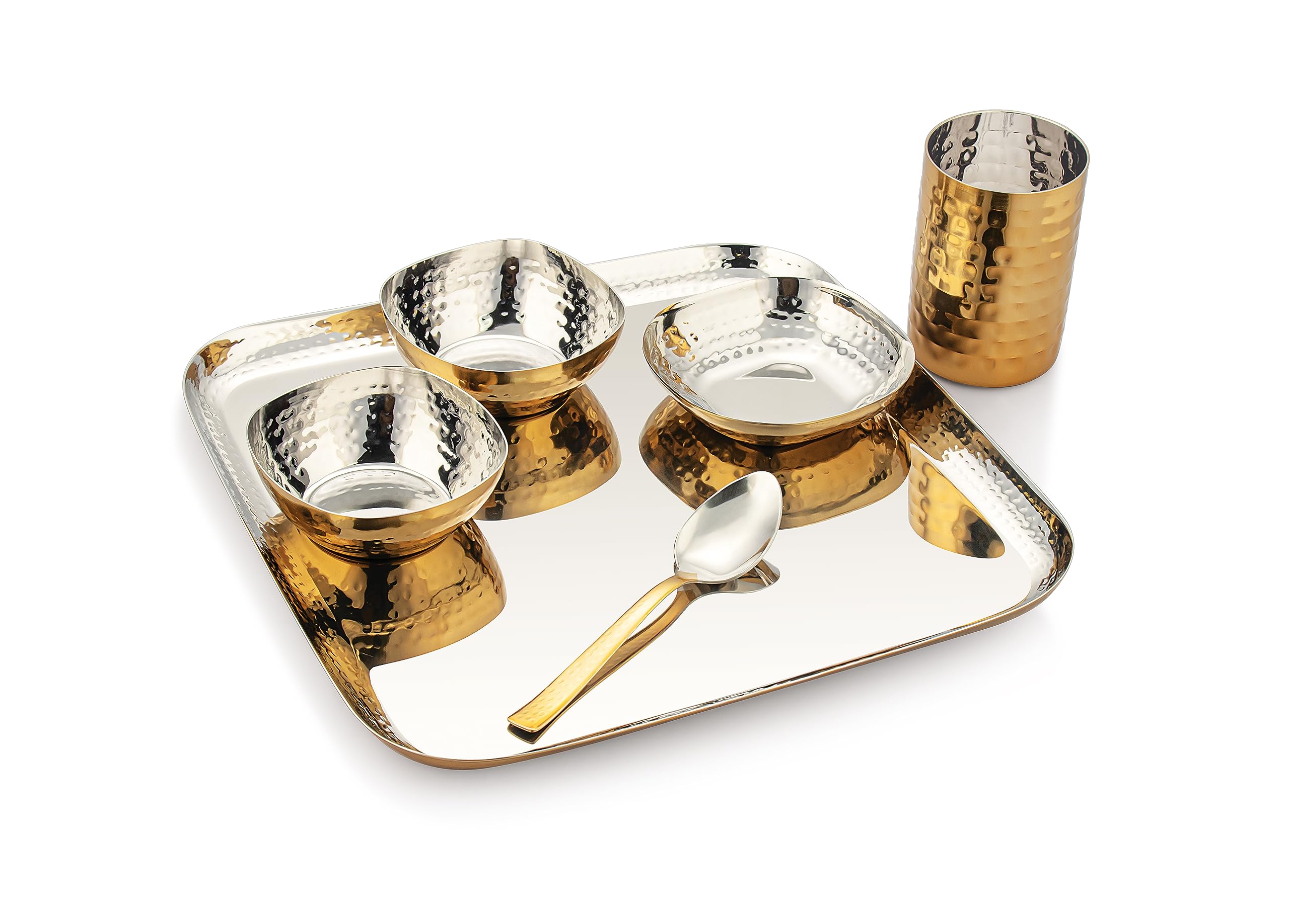 Silverglow Premium Stainless Steel Copper Dinner Set for 4 People | Square Family Dinner Set | 24-Piece Gift Pack | Dinner Plates, Bowls, Spoons, Tumblers | Festive Gift | Wedding, Diwali, Rakhi — Amazon image 11