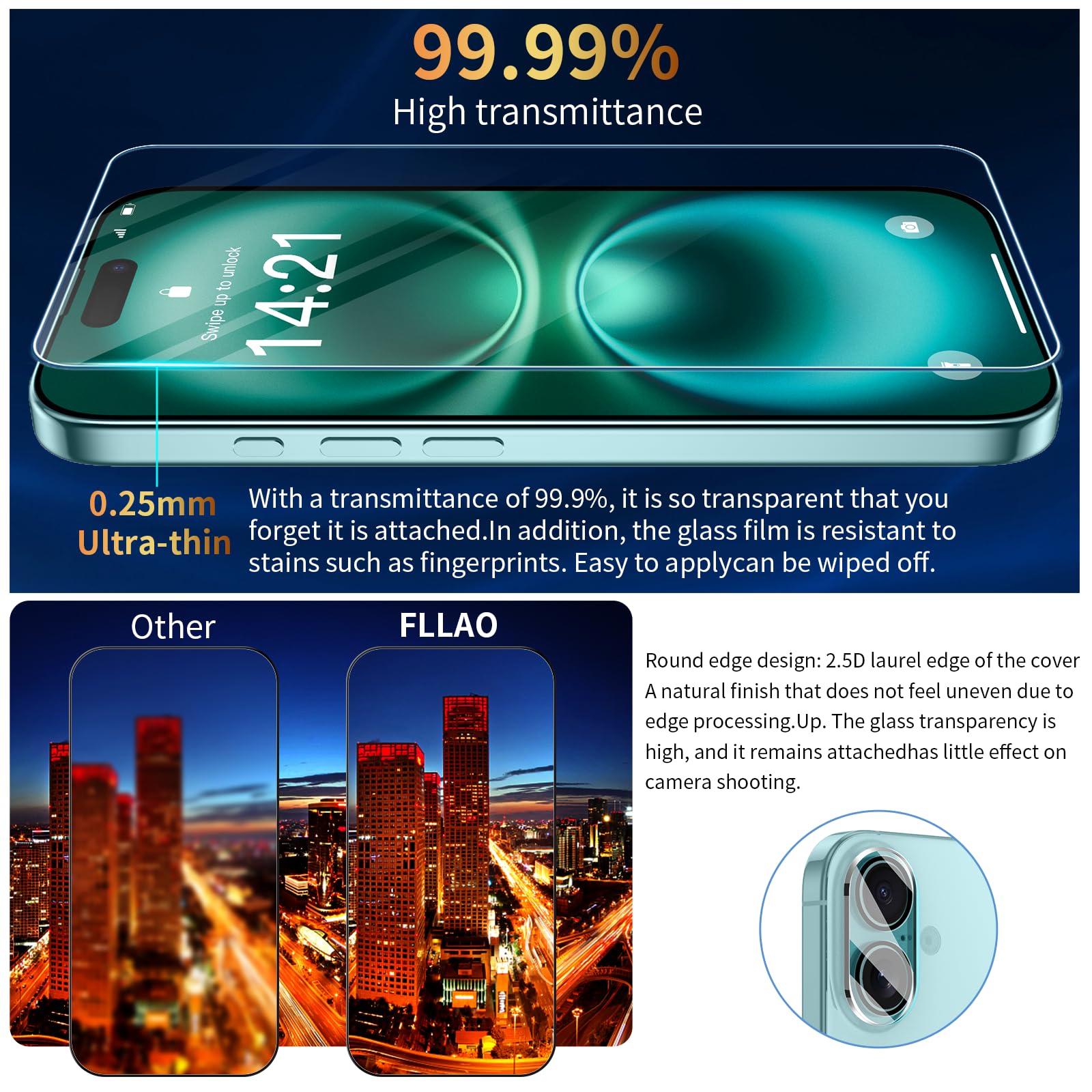 FLLAO 4 in 1 Cover per iPhone 16 Custodia con 2 Pellicola Vetro Temperato e 1 Fotocamera Protettiva, [Cuscino d'aria integrato] Morbido TPU Bumper Protection Cover iPhone 16, Verde