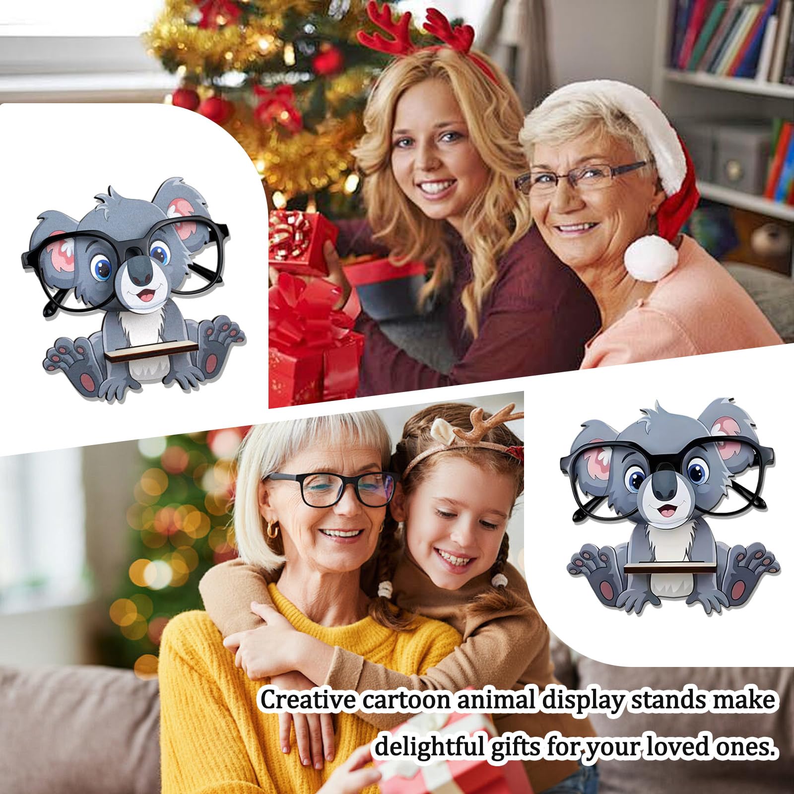 Porta Occhiali Legno Animali, Porta Occhiali da Tavolo, Supporto per Occhialis da Vista e Sole in Legno Espositore con Forma Koala per Casa Ufficio e Scrivania
