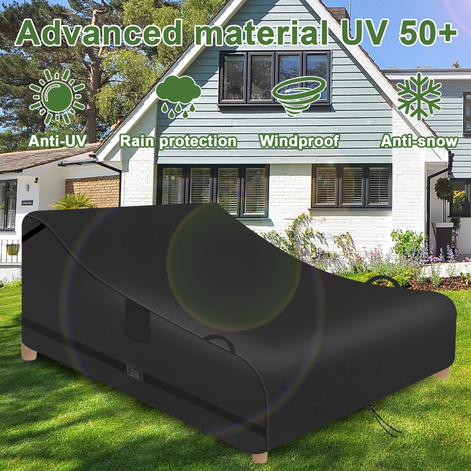 Wasserdichte Abdeckung für Terrassen-Chaiselongue - UV-beständige Schutzhülle mit Belüftungssystem, reißfestes Oxford-Gewebe, ideal für Gartenmöbel