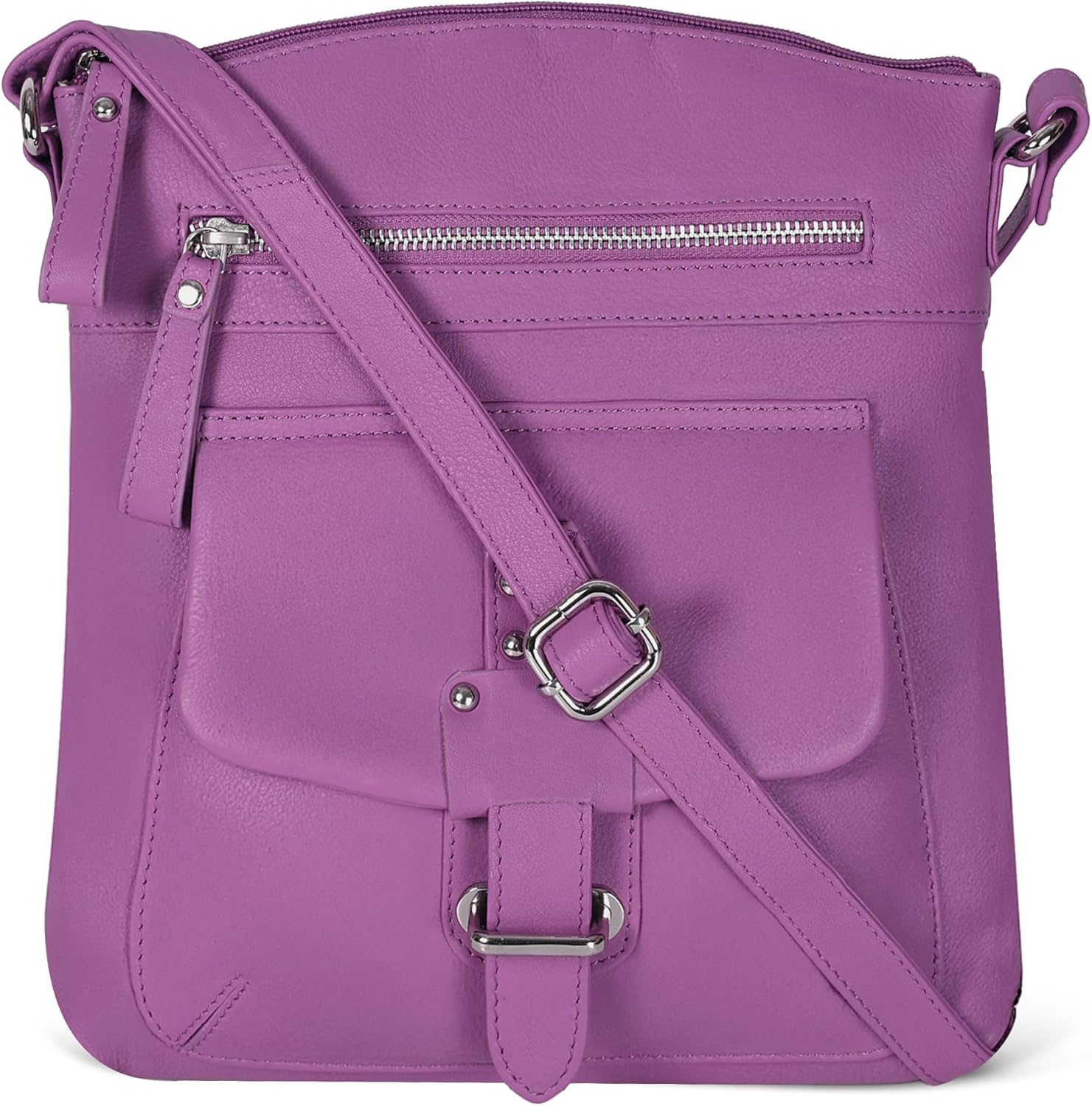 Oak Leathers Leather Crossbody Bag For Women With Adjustable Sling Strap - Medium Size Crossover Shoulder Handbag Purse