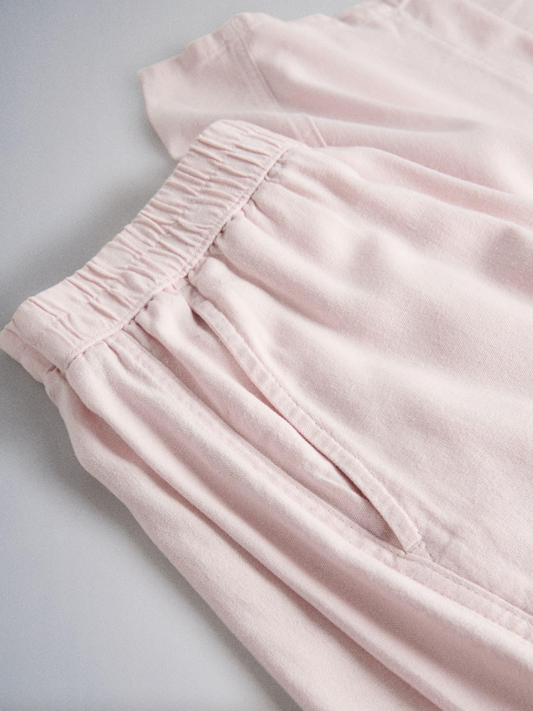 THE SET Femme Pantalon Large en mélange de Lin, Lot de 3 | Coupe standard, Taille mi-haute, Fermeture boutonnée, Jambe large
