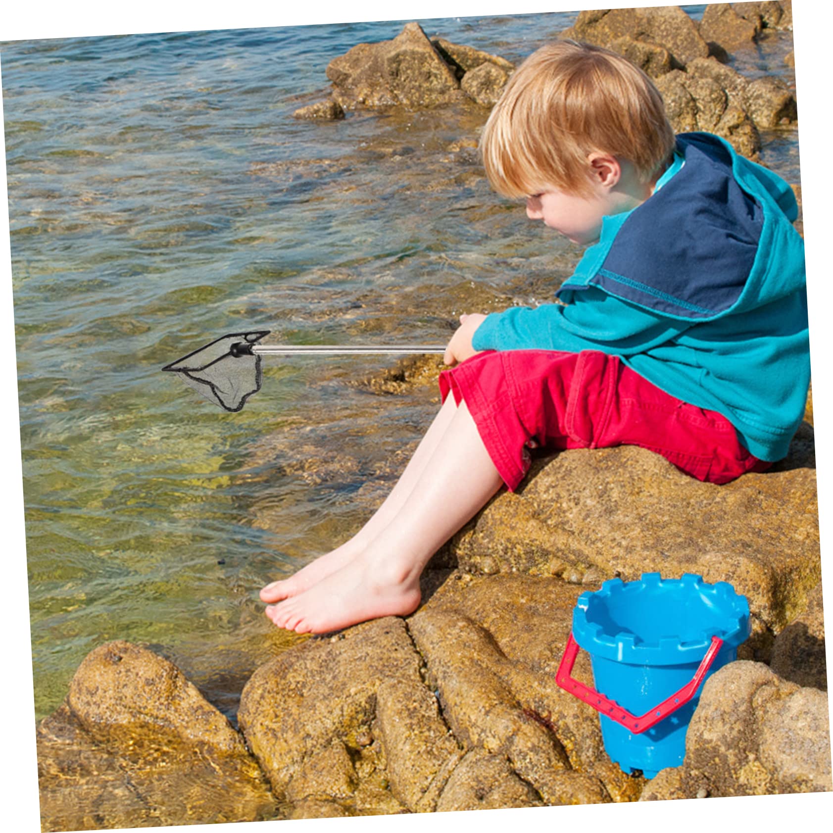 TOYANDONA Versenkungs Netz Angelkescher Fisch Fangnetz für Laubrechen Luft Angler ausrüstung Fishing Tackle Angeln einziehbarer Kescher teleskopierbares Keschernetz Legierung Black