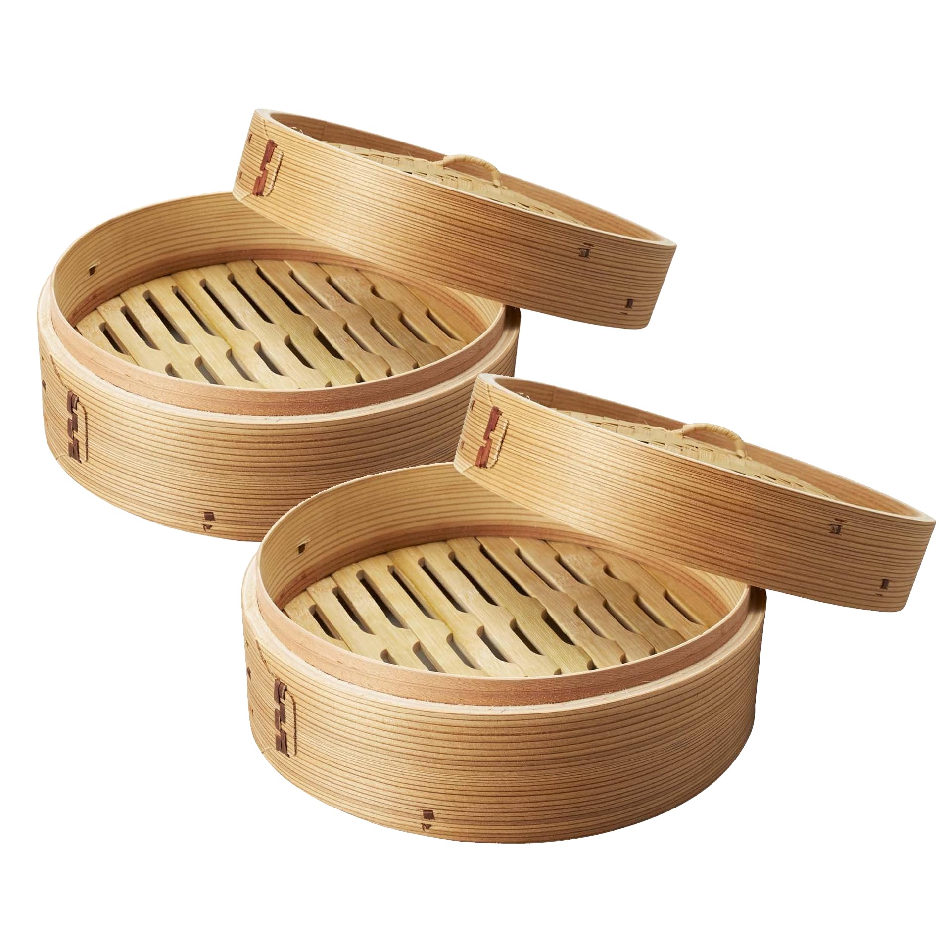 H-5714 x 2 Pearl Metal, Chinese Color, 8.3 inches (21 cm), Steamer, Vegetables, Japanese Village, Natural Wood, Natural Bamboo, Japanese Village, Set of 2 : Home & Kitchen