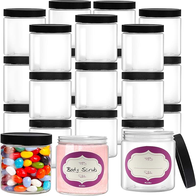 8 oz plastic jars with lids